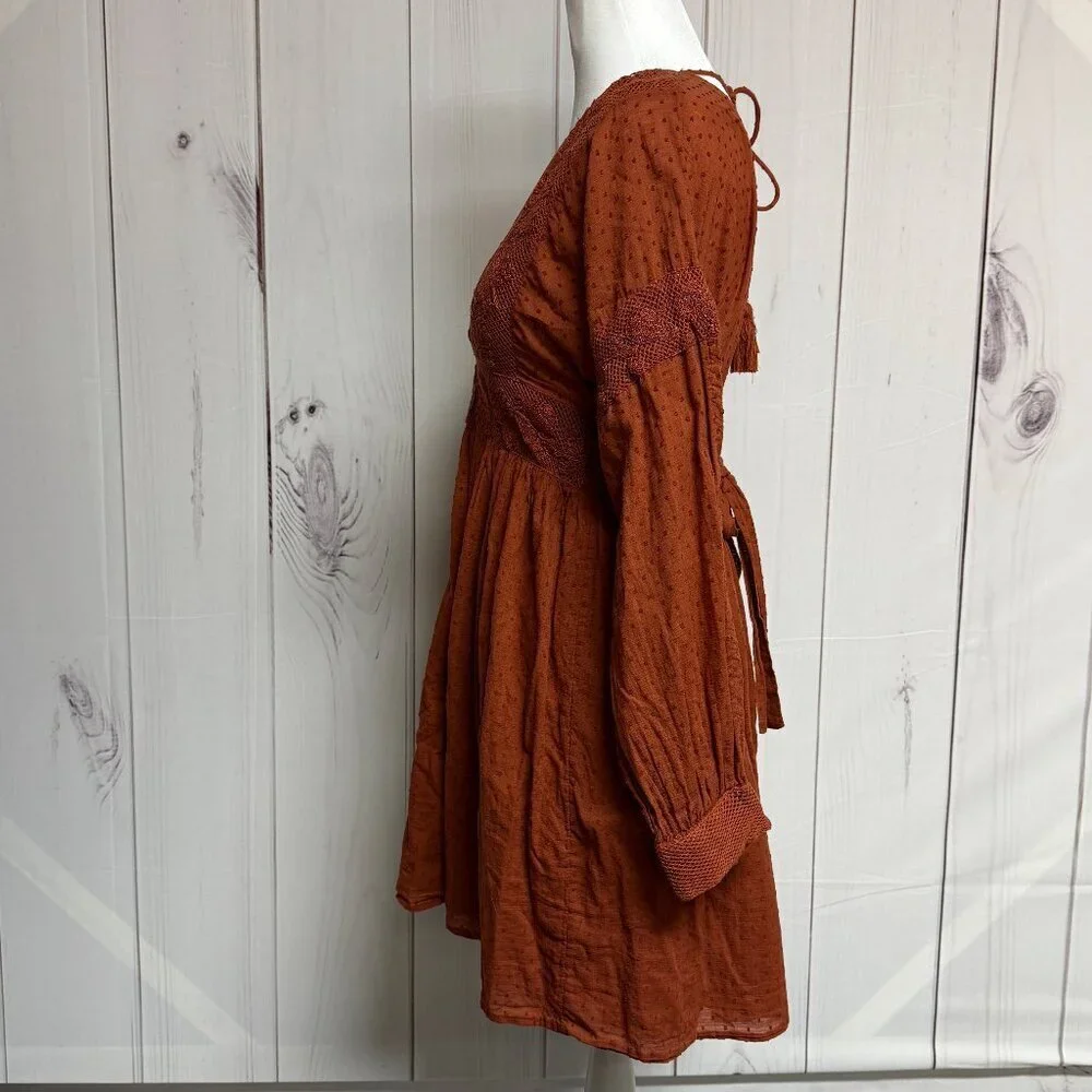 Free People Cinnamon Sugarpie‎ Plunge Mini Dress – Size Small, EUC